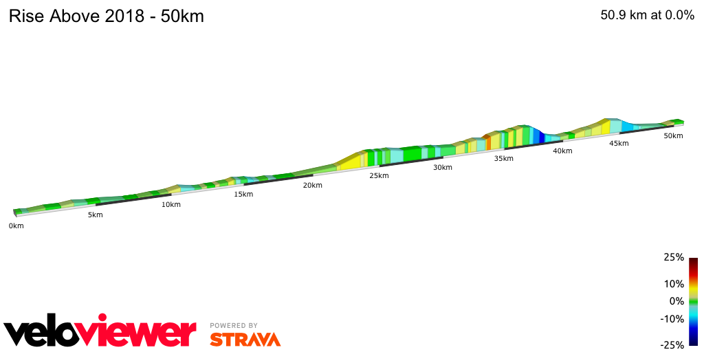 2D Elevation profile image for Rise Above 2018 - 50km