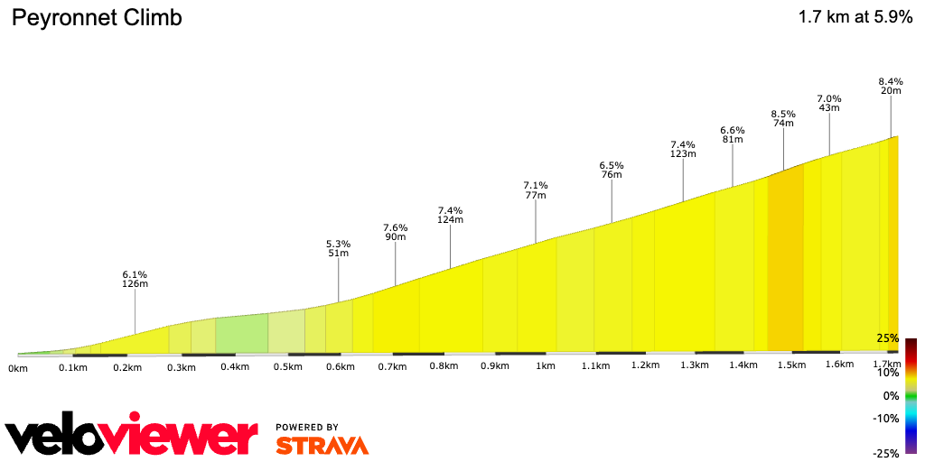 2D Elevation profile image for Peyronnet Climb