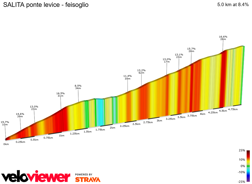 2D Elevation profile image for SALITA ponte levice - feisoglio