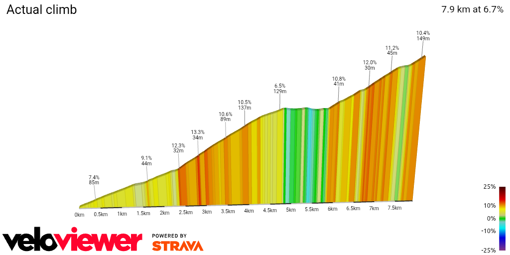 2D Elevation profile image for Actual climb