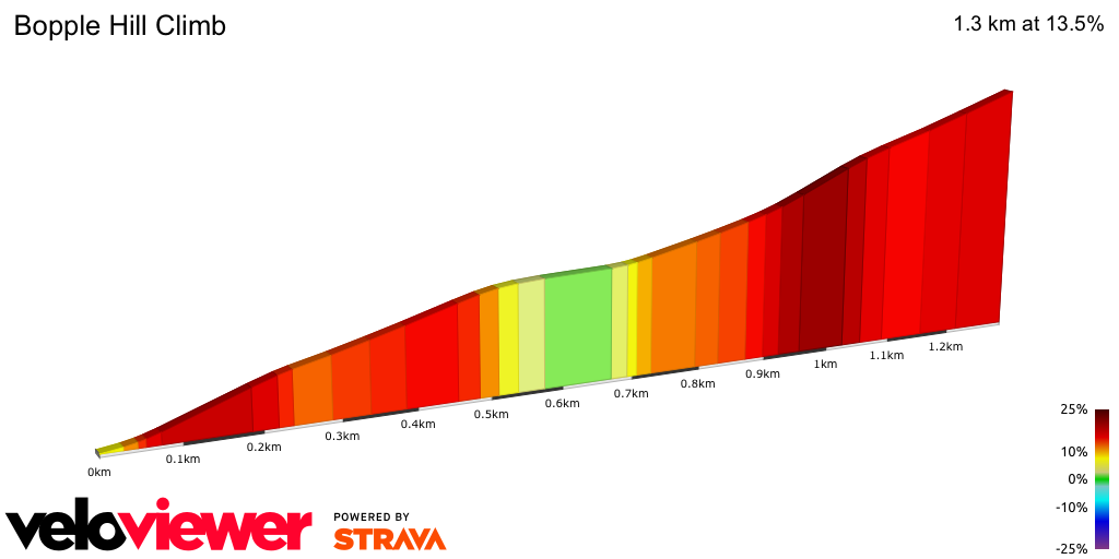 2D Elevation profile image for Bopple Hill Climb