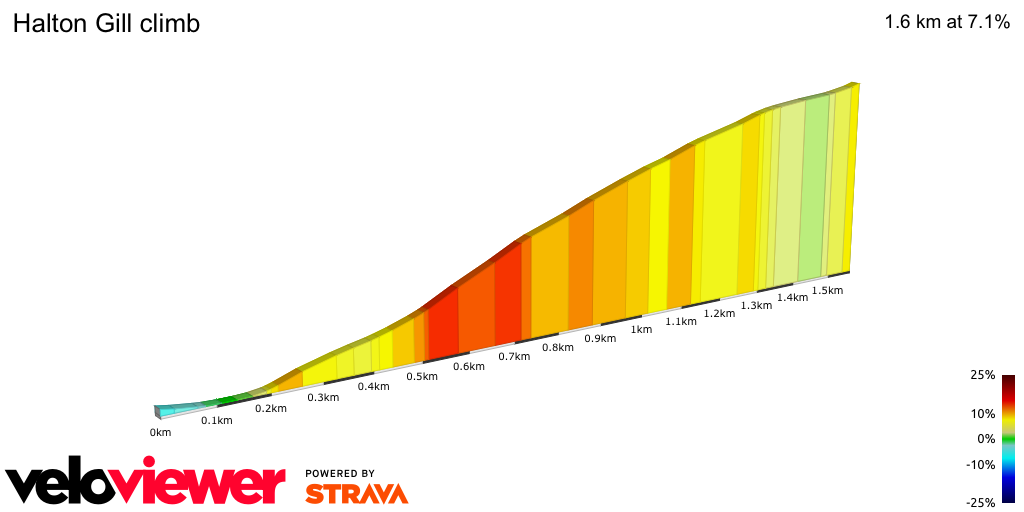 2D Elevation profile image for Halton Gill climb