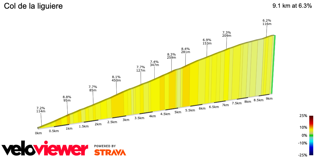 2D Elevation profile image for Col de la liguiere