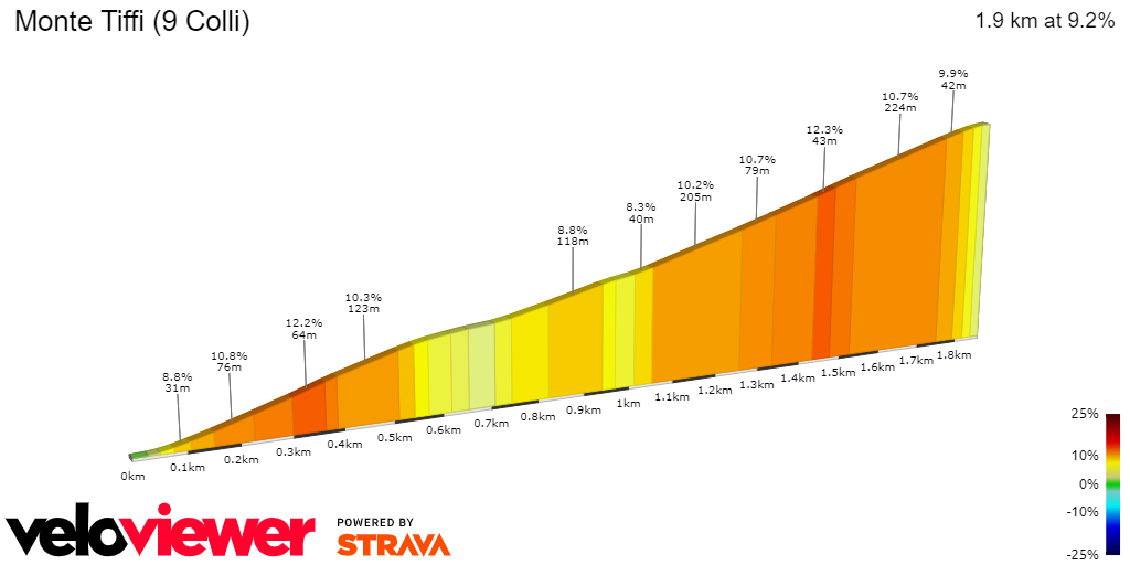 2D Elevation profile image for Monte Tiffi (9 Colli)