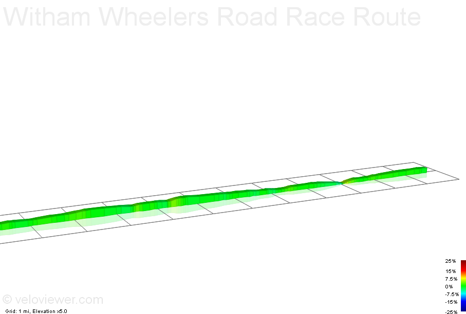 2D Elevation profile image for Witham Wheelers Road Race Route 