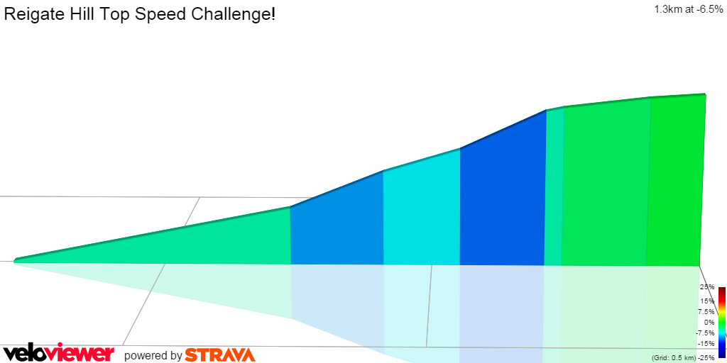 2D Elevation profile image for Reigate Hill Top Speed Challenge!