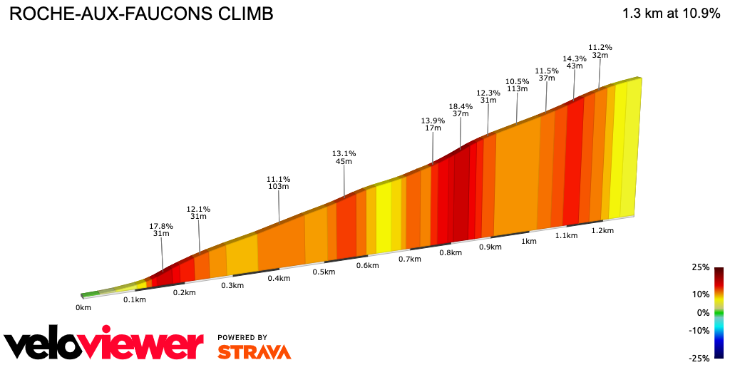 2D Elevation profile image for ROCHE-AUX-FAUCONS CLIMB