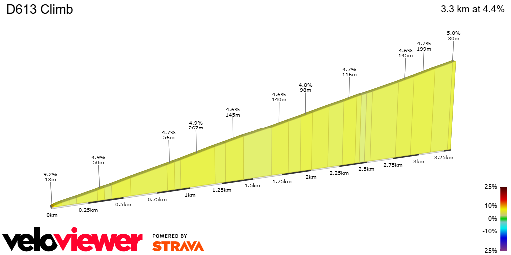 2D Elevation profile image for D613 Climb