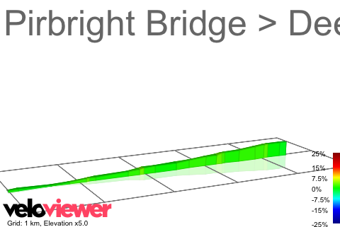 2D Elevation profile image for Pirbright Bridge > Deepcut Underpass - Canal Route