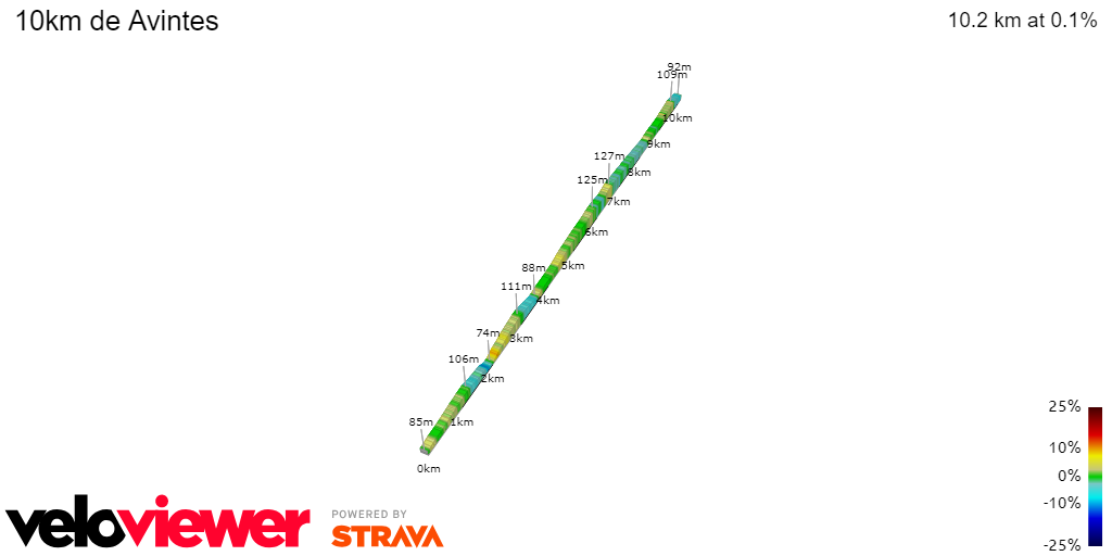 2D Elevation profile image for 10km de Avintes