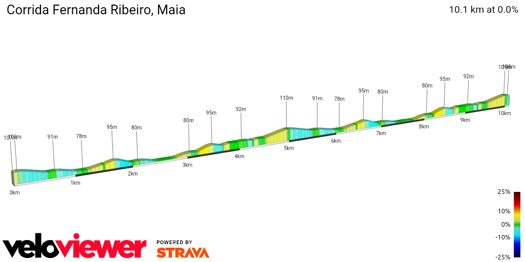 2D Elevation profile image for Corrida Fernanda Ribeiro, Maia