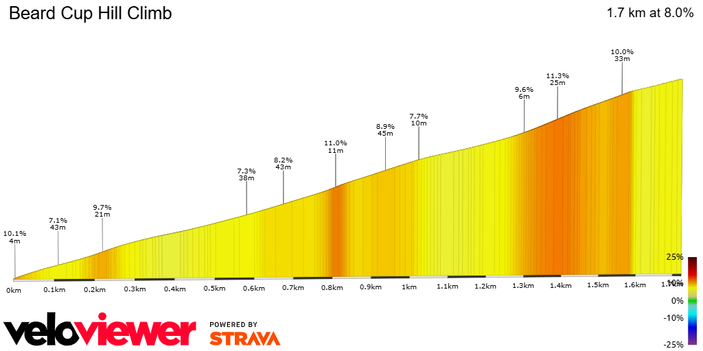 2D Elevation profile image for Beard Cup Hill Climb