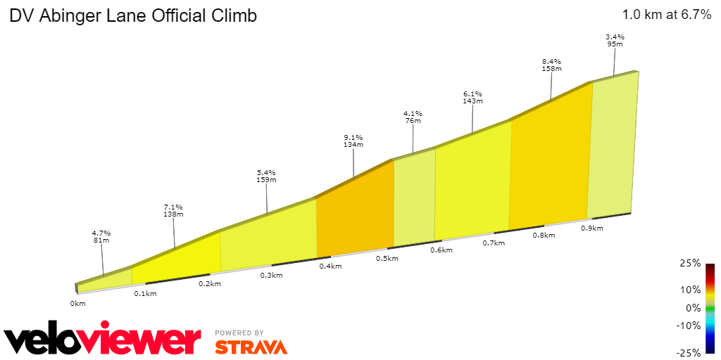 2D Elevation profile image for DV Abinger Lane Official Climb