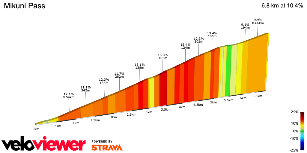 2D Elevation profile image for Mikuni Pass