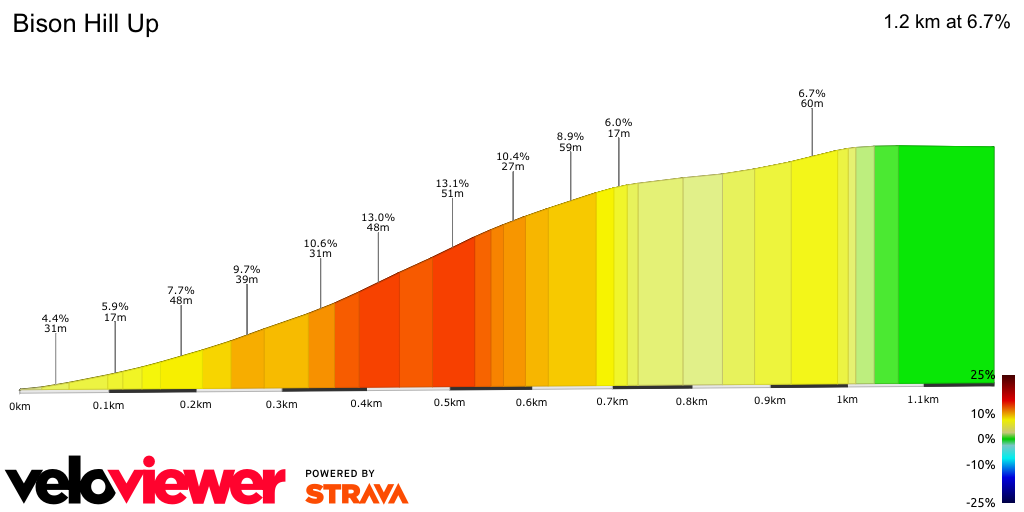 2D Elevation profile image for Bison Hill Up