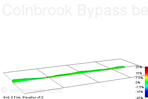 2D Elevation profile image for Colnbrook Bypass between the traffic lights