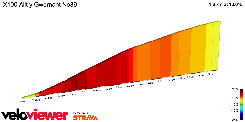 2D Elevation profile image for X100 Allt y Gwernant No89