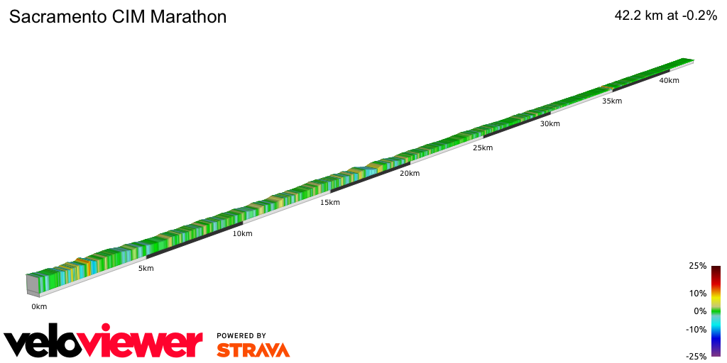 2D Elevation profile image for Sacramento CIM Marathon