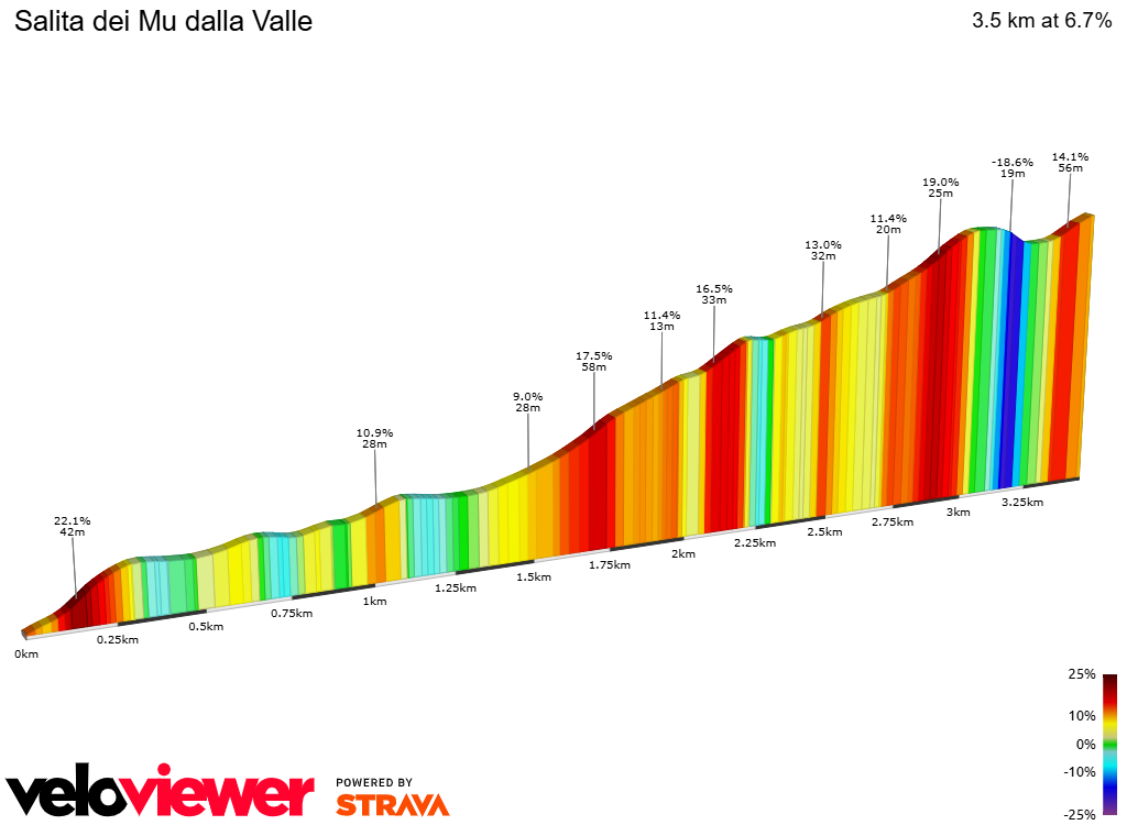 2D Elevation profile image for Salita dei Mu dalla Valle