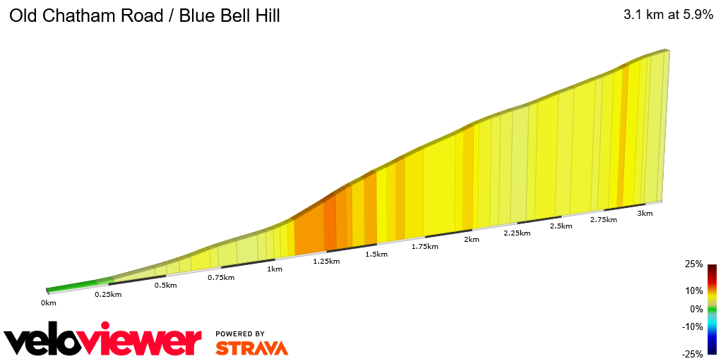 2D Elevation profile image for Old Chatham Road / Blue Bell Hill