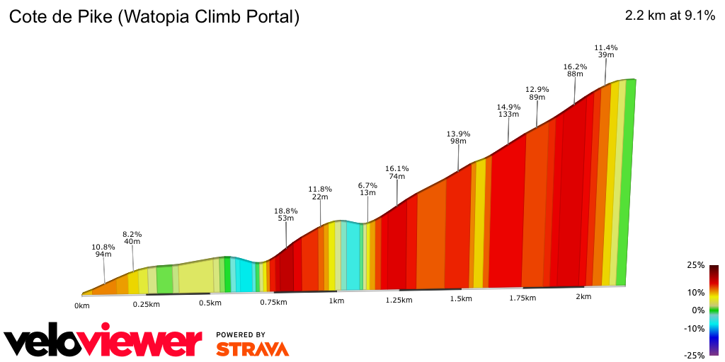 2D Elevation profile image for Cote de Pike (Watopia Climb Portal)