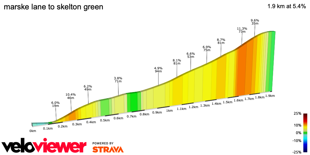 2D Elevation profile image for marske lane to skelton green