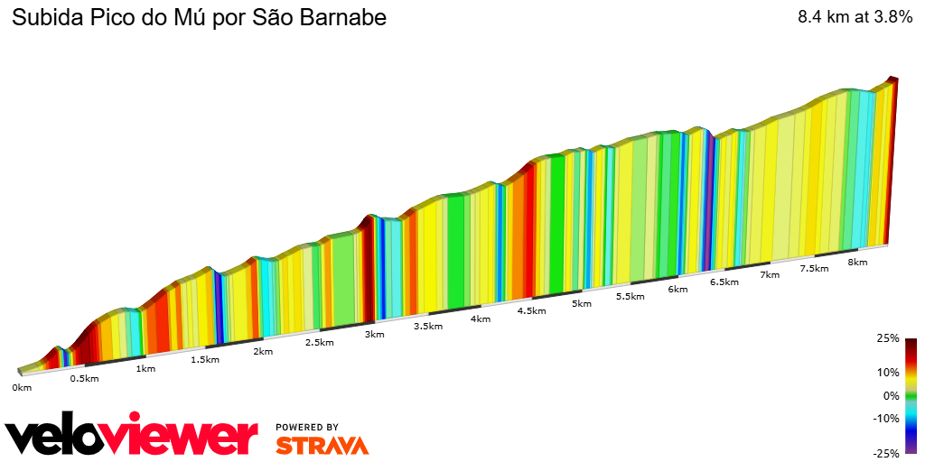 2D Elevation profile image for Subida Pico do Mú por São Barnabe