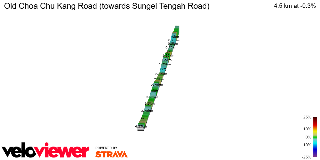 2D Elevation profile image for Old Choa Chu Kang Road (towards Sungei Tengah Road)