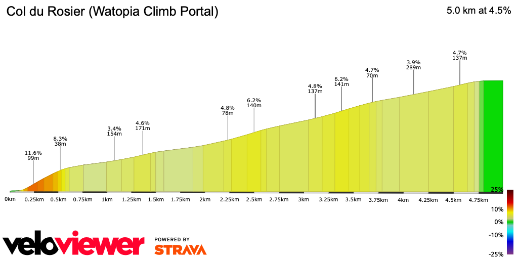 2D Elevation profile image for Col du Rosier (Watopia Climb Portal)