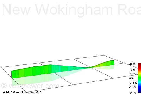 2D Elevation profile image for New Wokingham Road (Downhill)