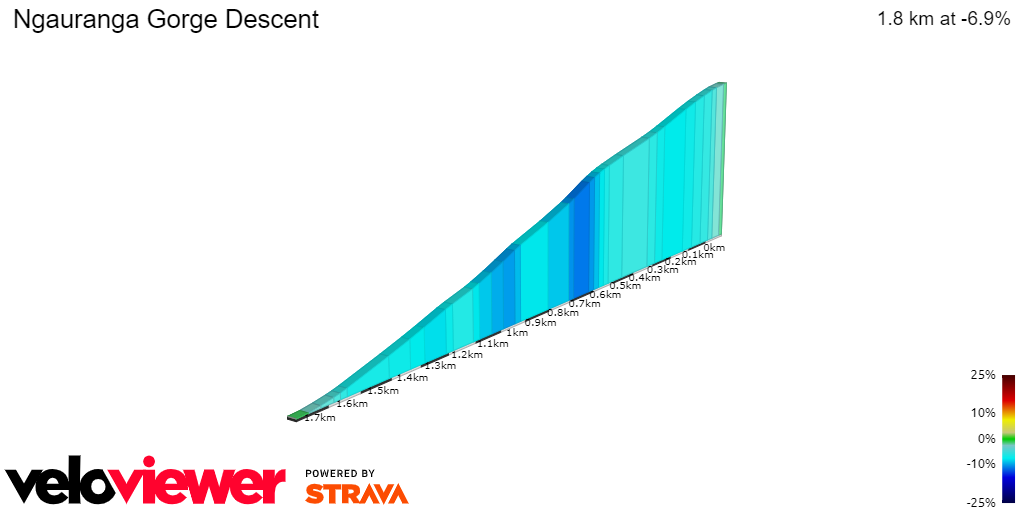 2D Elevation profile image for Ngauranga Gorge Descent