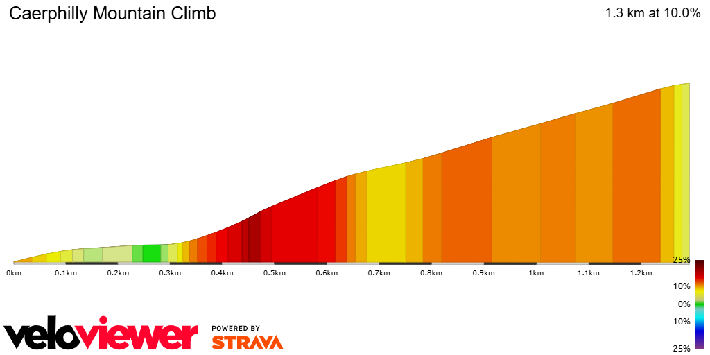 2D Elevation profile image for Caerphilly Mountain Climb