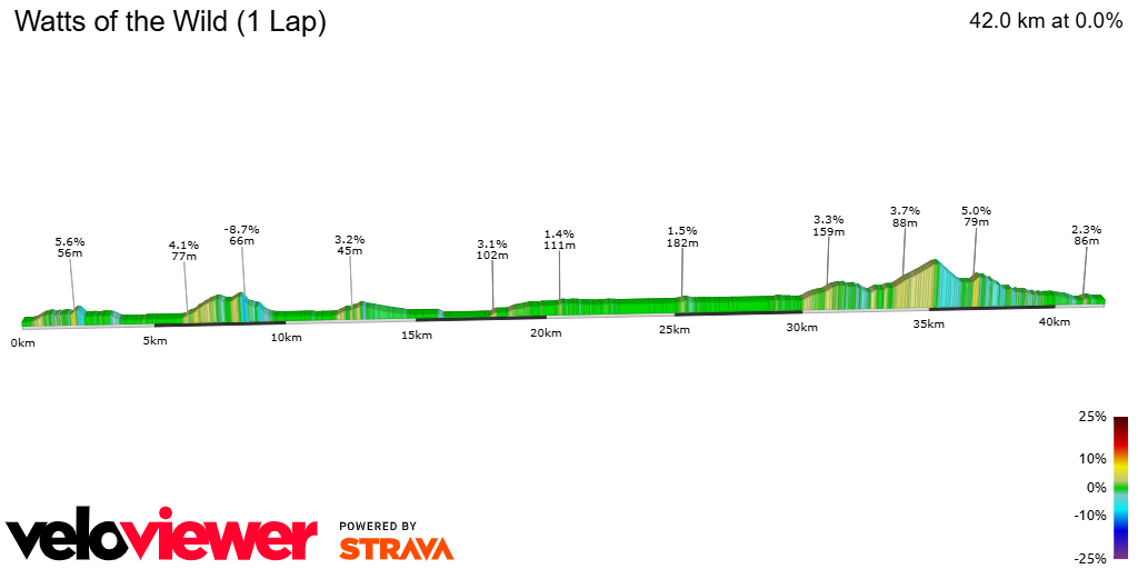 2D Elevation profile image for Watts of the Wild (1 Lap)