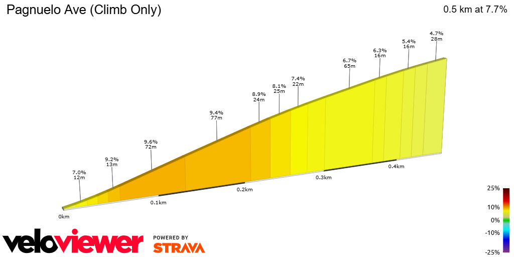 2D Elevation profile image for Pagnuelo Ave (Climb Only)