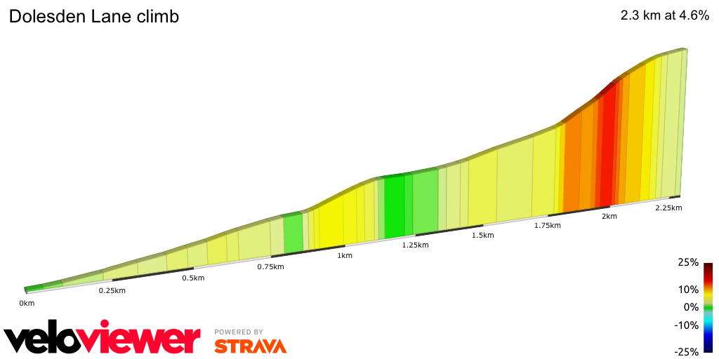 2D Elevation profile image for Dolesden Lane climb