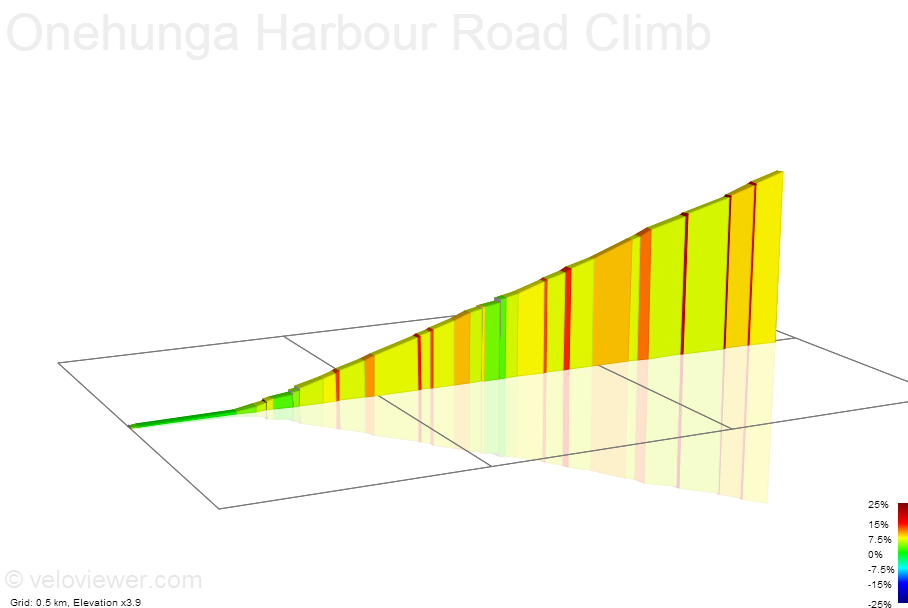 2D Elevation profile image for Onehunga Harbour Road Climb