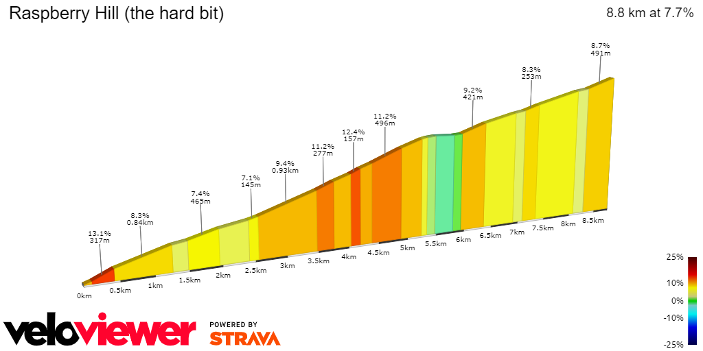 2D Elevation profile image for Raspberry Hill (the hard bit)