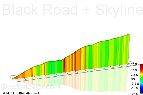 2D Elevation profile image for Black Road + Skyline to high point (Castle Rock)