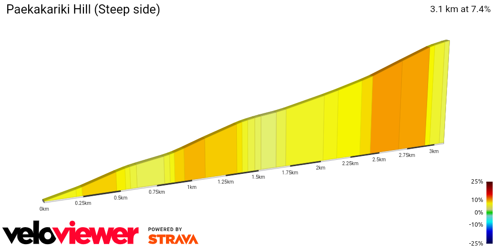 2D Elevation profile image for Paekakariki Hill (Steep side)