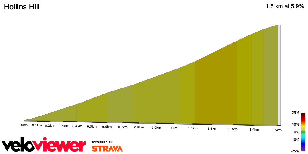 2D Elevation profile image for Hollins Hill