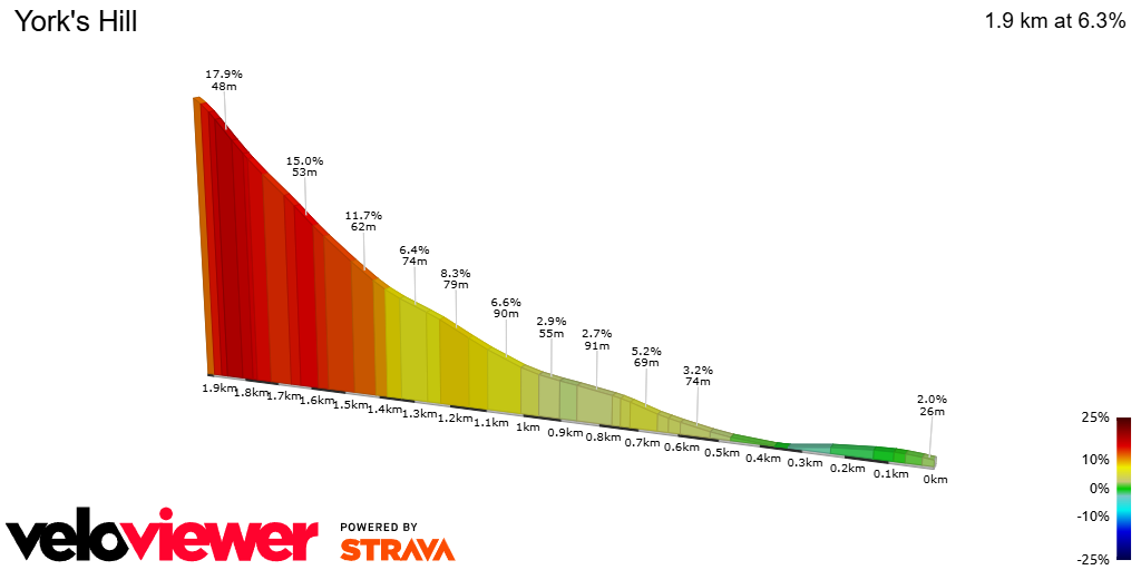 2D Elevation profile image for York's Hill