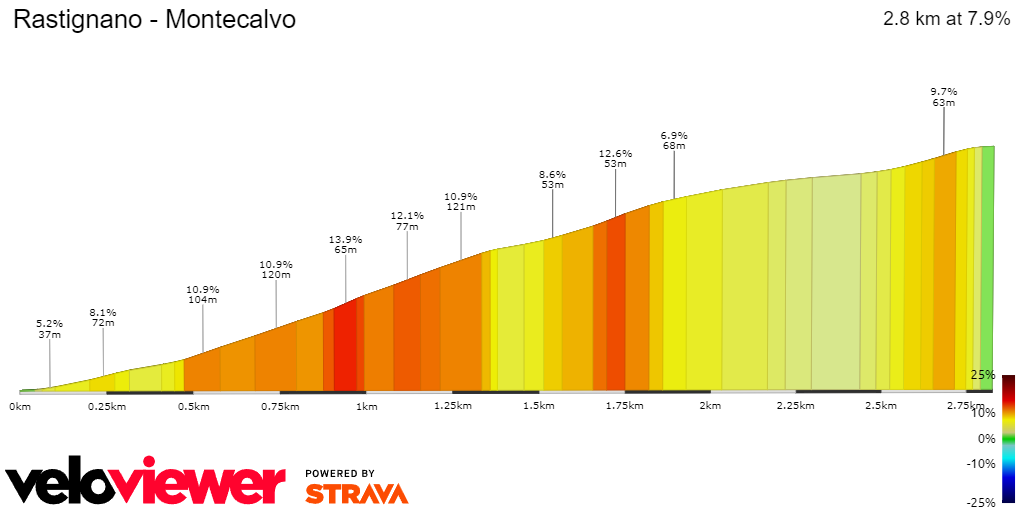 2D Elevation profile image for Rastignano - Montecalvo