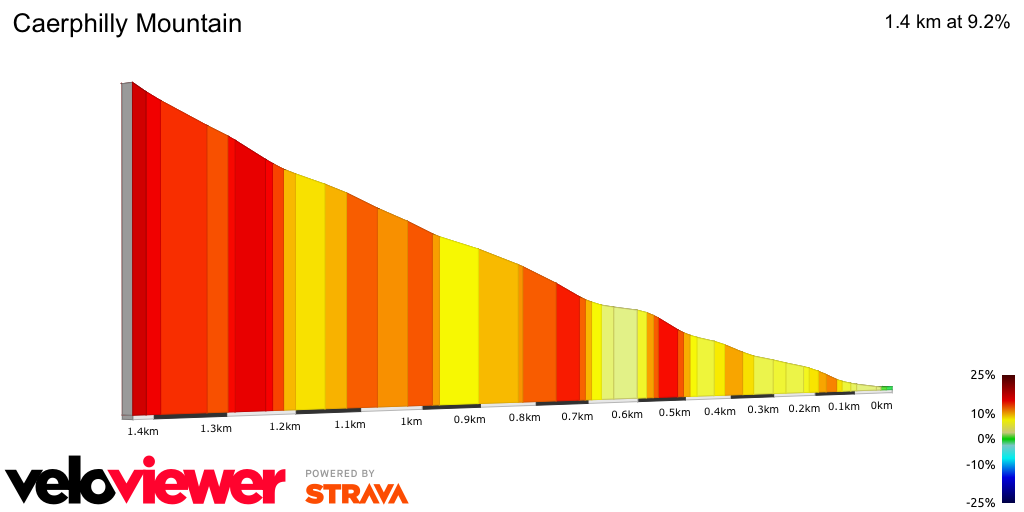 2D Elevation profile image for Caerphilly Mountain