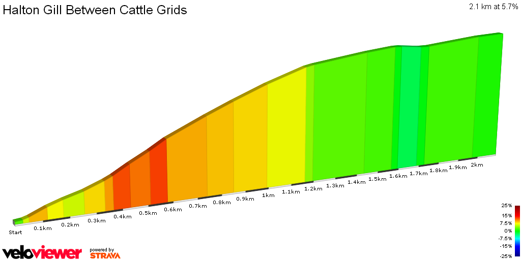2D Elevation profile image for Halton Gill Between Cattle Grids