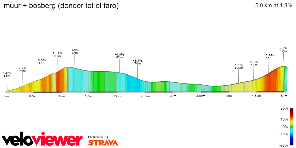 2D Elevation profile image for muur + bosberg (dender tot el faro)