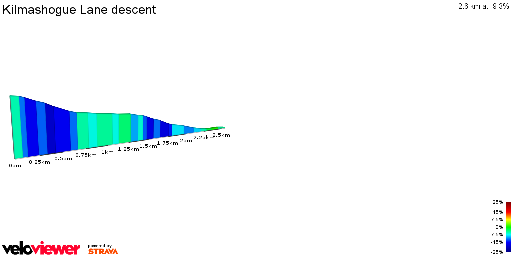 2D Elevation profile image for Kilmashogue Lane descent