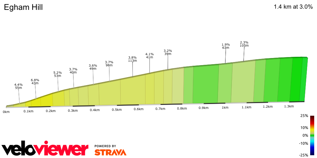 2D Elevation profile image for Egham Hill
