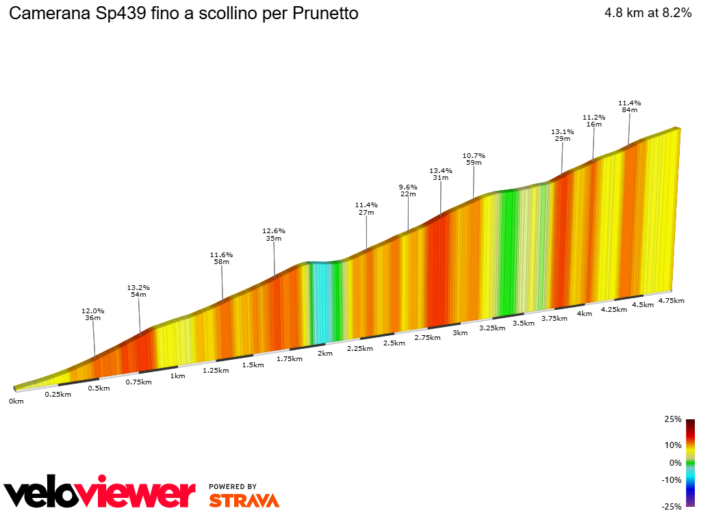 2D Elevation profile image for Camerana Sp439 fino a scollino per Prunetto