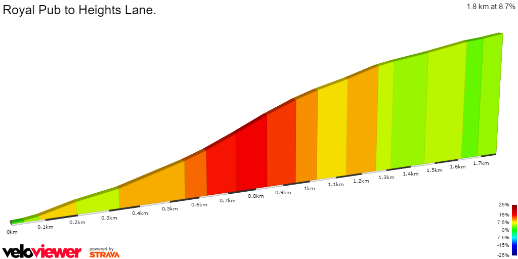 2D Elevation profile image for Royal Pub to Heights Lane.