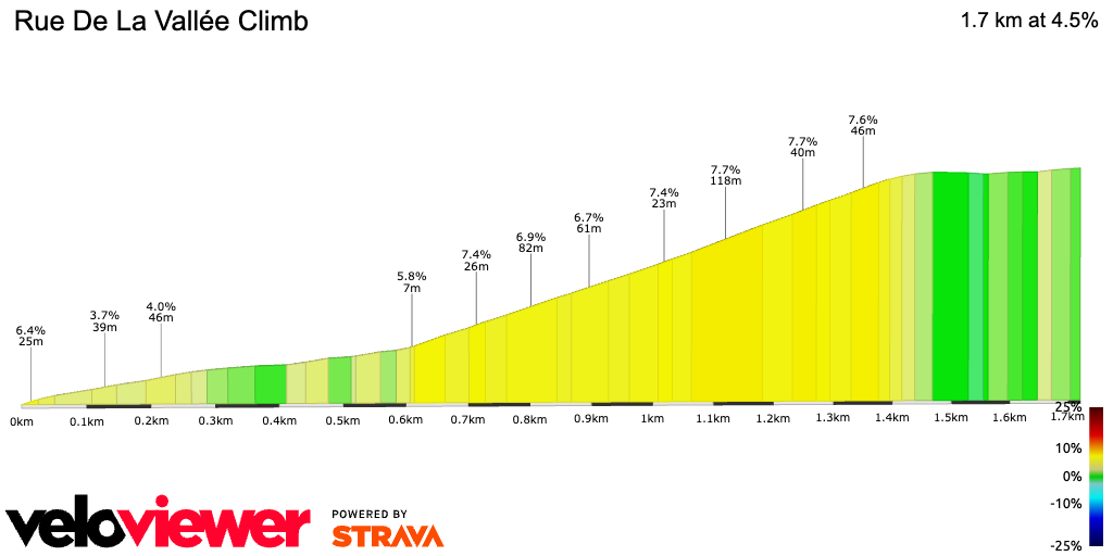 2D Elevation profile image for Rue De La Vallée Climb